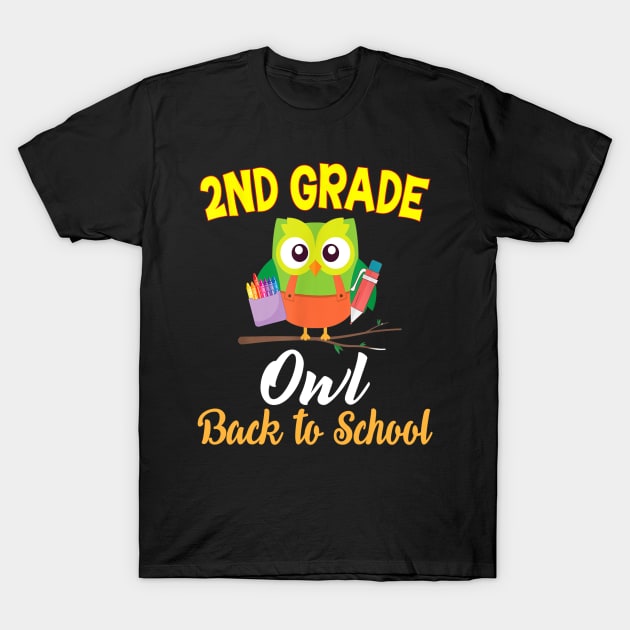 2nd Grade Owl TShirt Second Grader Back To School Kids T-Shirt by FONSbually